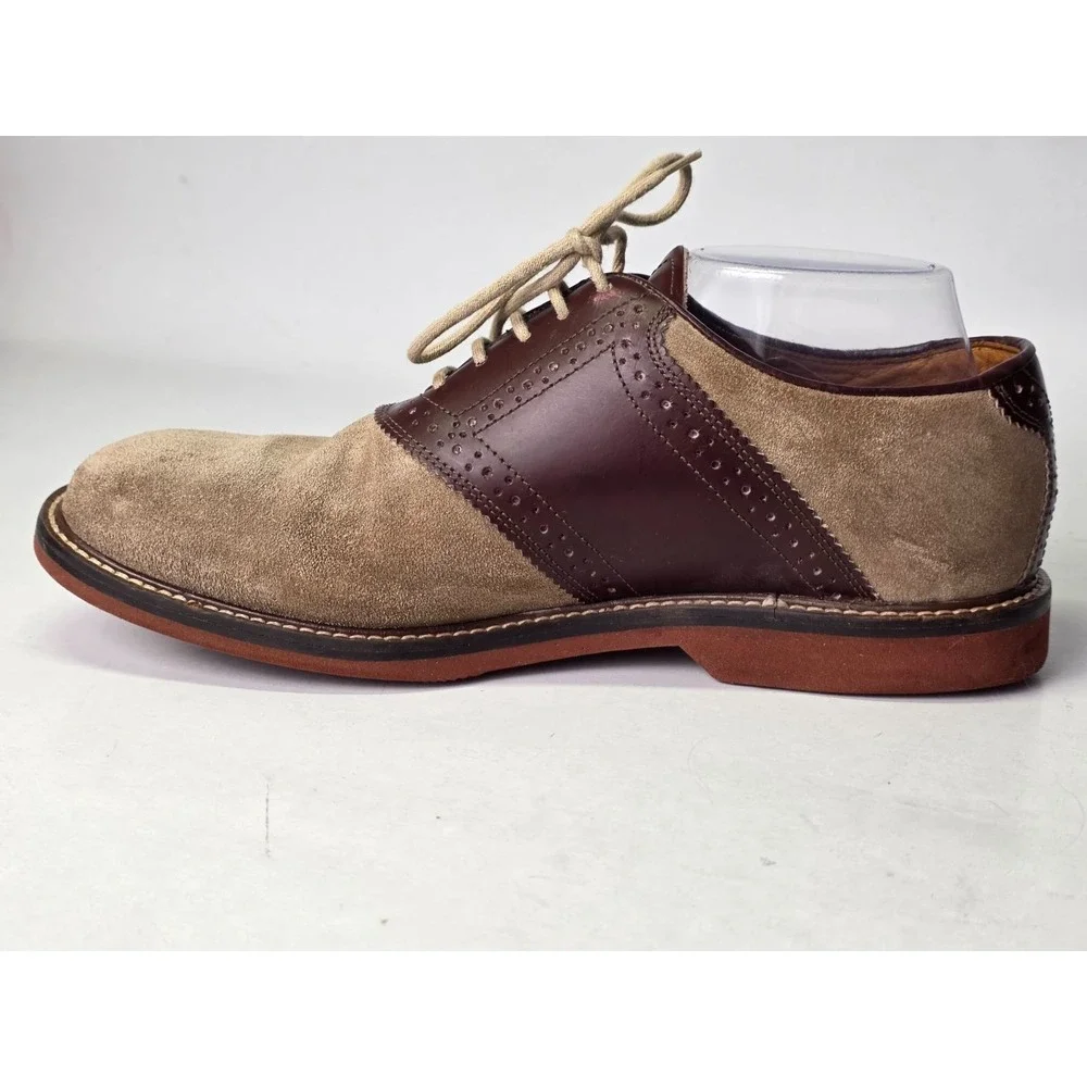 Nordstrom‎ Saddle Men's Dress Shoes Size 9.5 W Beige Tan Suede Leather